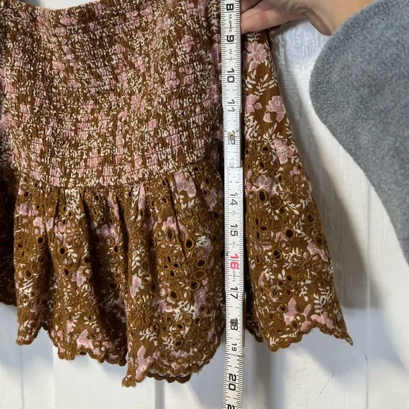 NWT American Eagle Floral Ruffle sleeve babydoll cropped top size large - Picture 7 of 8